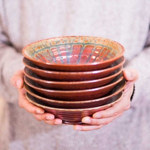 Red Ceramic Salad Bowl, Handmade Pottery Pasta Bowl, Pottery Dinnerware image 5