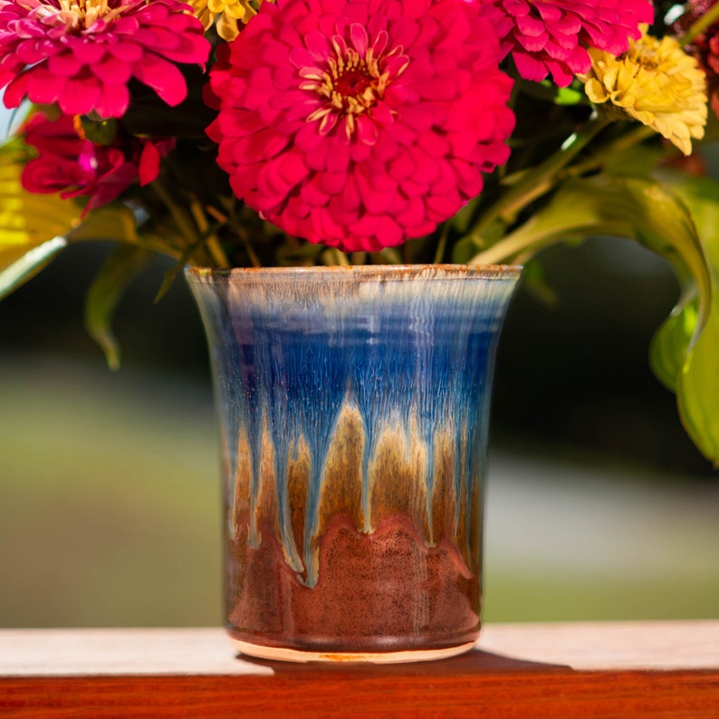 Straight Blue Ceramic Vase / Large Ceramic Vase Great as a Etsy