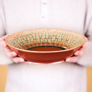 Ceramic Pasta Serving Bowl, Red Pottery Fruit Bowl, Ceramic Baking Dish, Handmade Serving Bowl