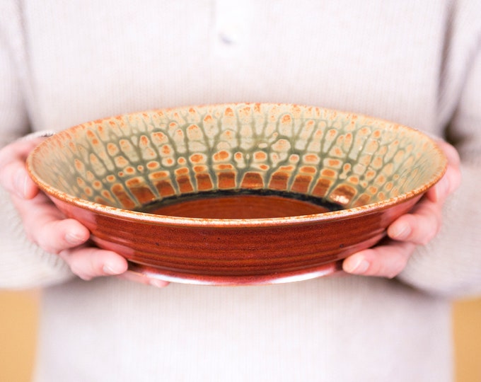 Ceramic Pasta Serving Bowl, Red Pottery Fruit Bowl, Ceramic Baking Dish, Handmade Serving Bowl