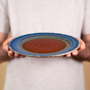 Blue Ceramic Dinner Plate, Handmade Pottery Dinnerware