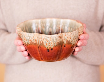 Ramen Bowl / Noodle Bowl, Our Medium Flower Shaped Bowl is great as a Fruit Bowl Pottery, Ceramic Flower Pot & Centerpiece Bowls