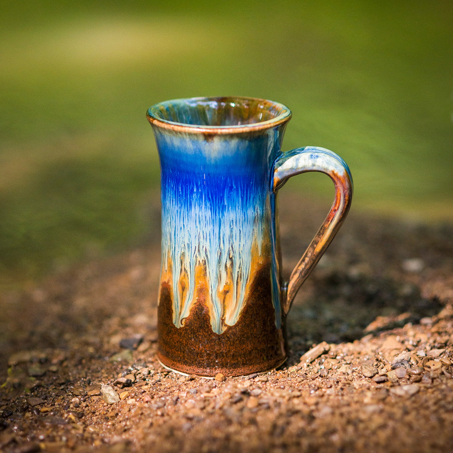Straight Blue Handmade Mug 13 oz, Blue Coffee Mug, Pottery Coffee Mug…