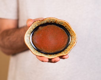 Red Small Ceramic Dish - Great as a Ceramic Spoon Rest, Ceramic Soap Dish, Catchall Tray & Trinket Dish
