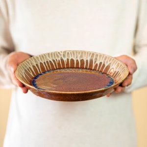 Pottery Pie Plate / Ceramic Pie Dish / Ceramic Pie Pan / Tart Pan, Great as a Ceramic Baking Dish / Stoneware Dish / Large Serving Plate