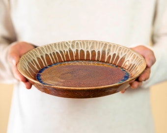 Pottery Pie Plate / Ceramic Pie Dish / Ceramic Pie Pan / Tart Pan, Great as a Ceramic Baking Dish / Stoneware Dish / Large Serving Plate