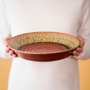 Red Ceramic Pie Plate, Handmade Ceramic Baking Dish, Baker Gift, Rustic Serving Tray