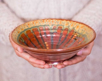 Red Ceramic Salad Bowl, Handmade Pottery Pasta Bowl, Pottery Dinnerware