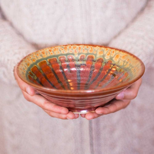 Red Ceramic Salad Bowl, Handmade Pottery Pasta Bowl, Pottery Dinnerware