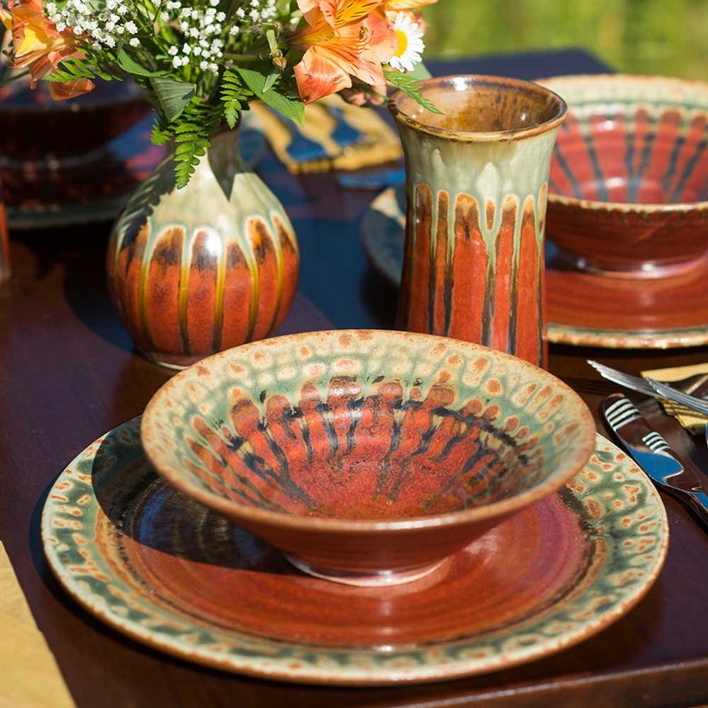 Red Ceramic Salad Bowl, Handmade Pottery Pasta Bowl, Pottery Dinnerware image 2