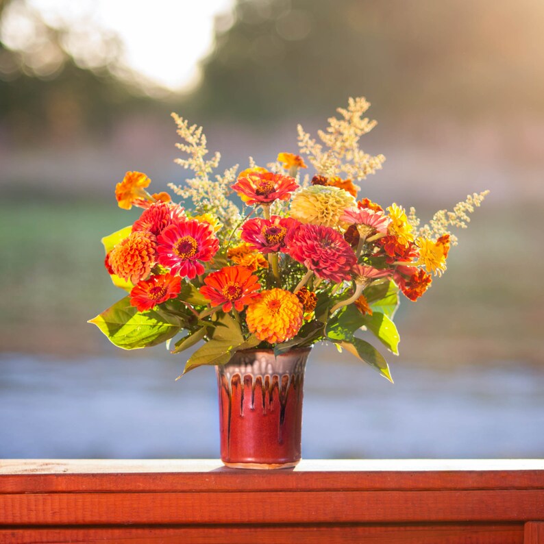 Ceramic Utensil Holder / Pottery Utensil Crock in Rustic Red Etsy