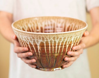 Large Serving Bowls Handmade Ceramic, Large Ceramic Mixing Bowls, Large Salad Bowl, Large Stoneware Bowl, Big Ramen Bowls, Rustic Fruit Bowl