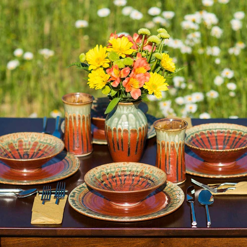 Red Ceramic Salad Bowl, Handmade Pottery Pasta Bowl, Pottery Dinnerware image 3
