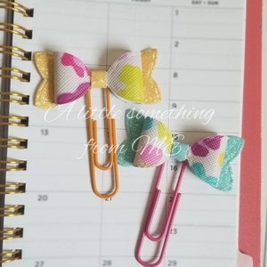 Bookmarks, book accessories, bookmakers, bookmark, small gift, stocking stuffer,bullet journal accessories, bow planner paper clip, bow clip