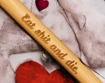Bolígrafo de bambú grabado, regalo sarcástico y divertido, bolígrafo recargable.