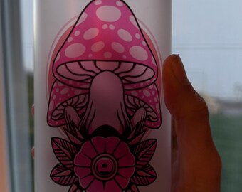 Mushroom Flash Tattoo Iced Coffee Glass - Gothic Cottagecore
