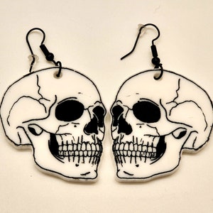 Handmade Gothic Skull Earrings, Skeleton Earrings, Gothic Accessories, Steampunk Gift, Gothic Jewelry