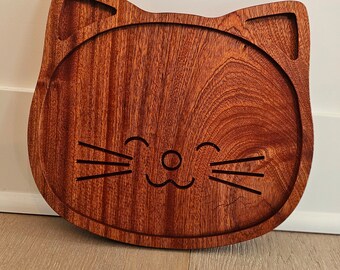 Kitty Cat Sapele Hardwood Serving Tray: Cat Lover Gift