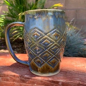 Blue Geo Diamond Mug Cup image 2