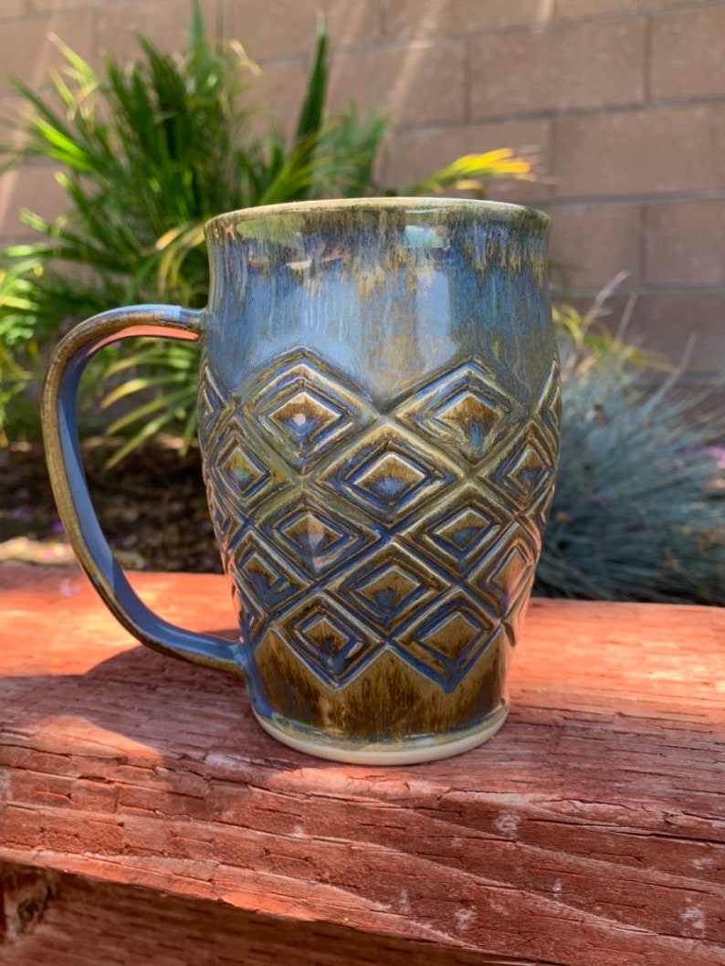 Blue Geo Diamond Mug Cup image 2