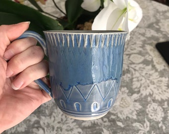 Blue Opal Mug #2- Handmade Coffee Cup