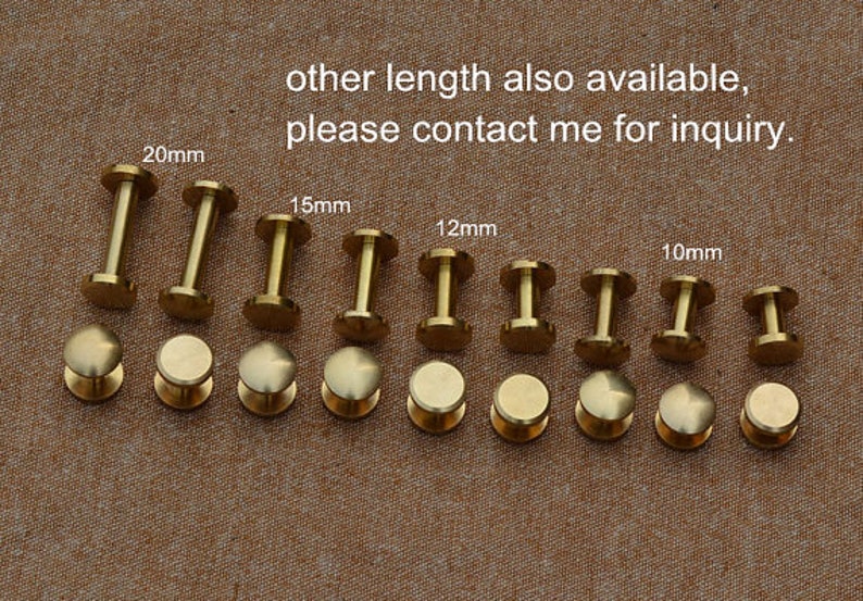 10 sets Pure Solid Brass Screw Rivets Brass Chicago Etsy