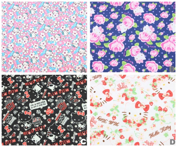 Disney HELLO KITTY Cat Print 100/% Cotton Craft Fabric Material Per Metre