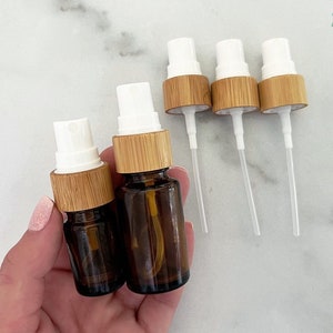Spray Tops for Essential Oils | fits 5ml & 15ml Essential Oil Bottles | Set of 3 White Wooden Bamboo Spray Tops for Essential Oil Bottles
