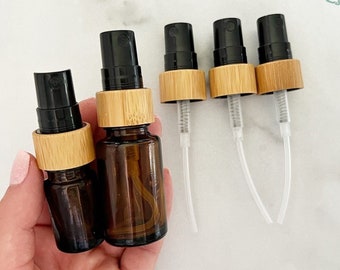 Spray Tops for Essential Oils | fits 5ml & 15ml Essential Oil Bottles | Set of 3 Black Wooden Bamboo Spray Tops for Essential Oil Bottles