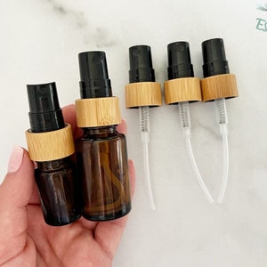Spray Tops for Essential Oils fits 5ml & 15ml Essential Oil Bottles Set of 3 Black Wooden Bamboo Spray Tops for Essential Oil Bottles image 1