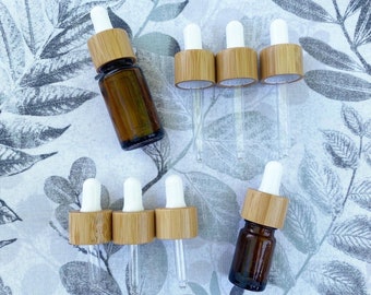 Bamboo Essential Oil Dropper Tops for 5ml & 15ml Essential Oil Bottles | Set of 3 White Wooden Bamboo Dropper Tops for Essential Oil Bottles