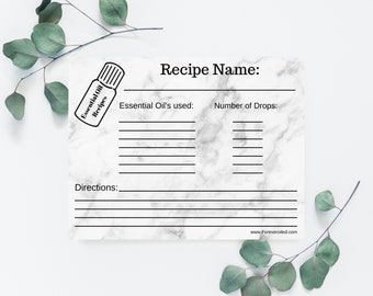Essential Oil Recipe Cards | Blank Recipe Cards | Essential Oil DIY Recipe | Recipes for Essential Oils | Marble Recipe Cards