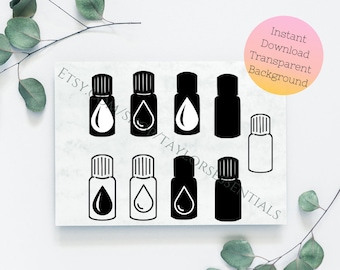 Essential Oil Bottle Clipart | Printable Essential Oil Bottles | 9 Digital Essential Oil Bottles | Essential Oil PNG | Digital Clipart Set