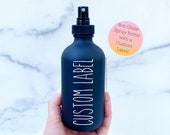 8 oz Matte Black Glass Spray Bottle with Custom Vinyl Label 8 ounce Glass Bottles Room Spray Glass Bottle Black Spray Bottle