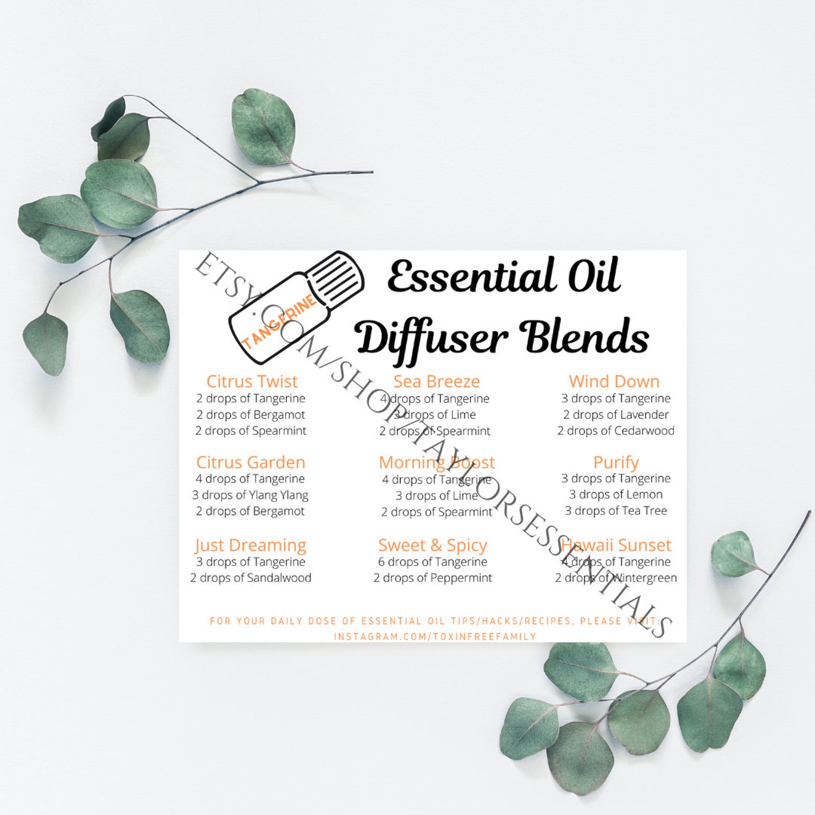 Tangerine Diffuser Blends Tangerine Essential Oil Diffuser Etsy