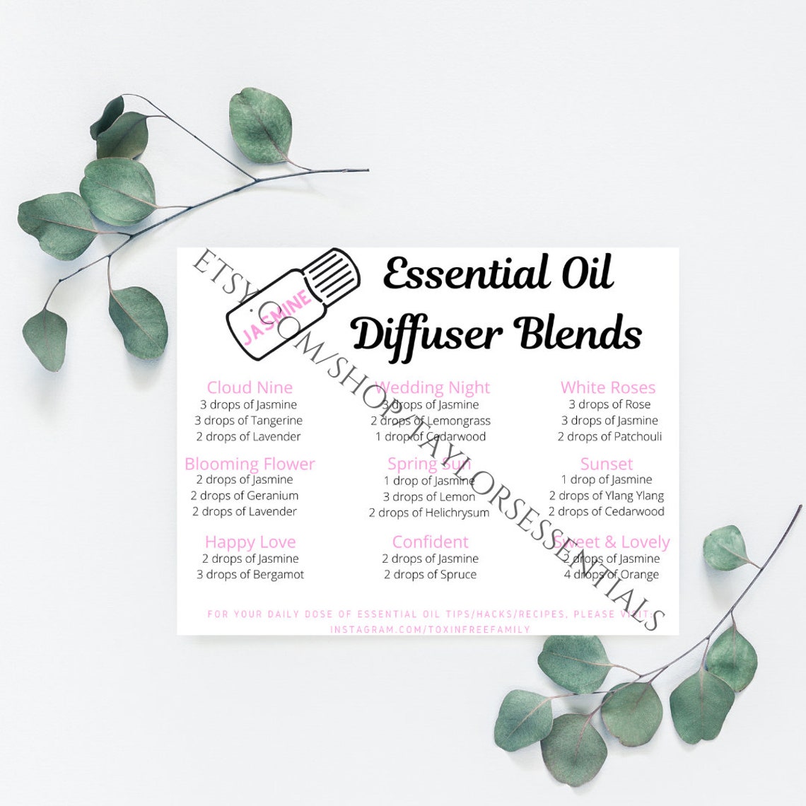 Jasmine Diffuser Blends Jasmine Essential Oil Diffuser Blend Etsy