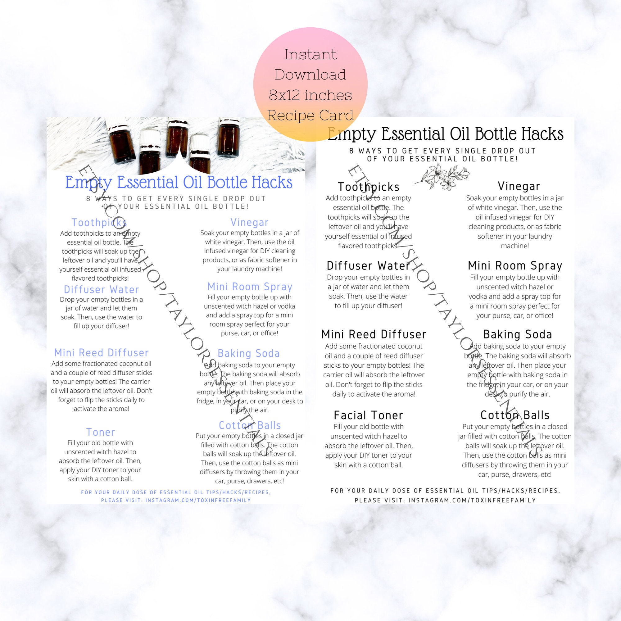 Essential Oil Empty Bottle Hacks Recipe Card Oily Business Tools