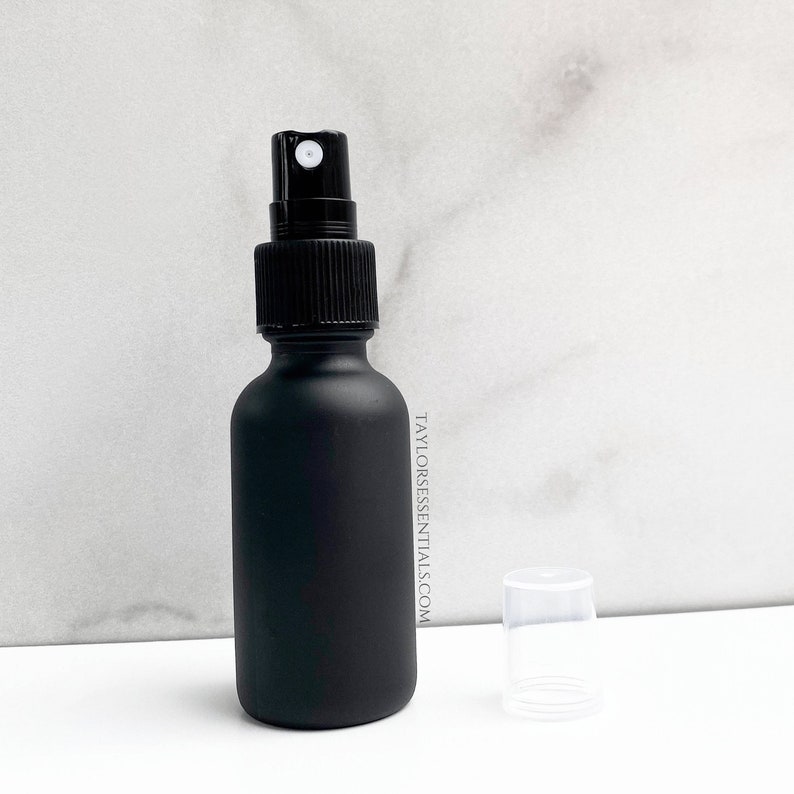 1 oz Matte Black Glass Spray Bottle with Custom Vinyl Label 1 ounce Glass Bottles Room Spray Glass Bottle Black Spray Bottle image 3