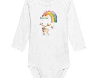 Moose under the Rainbow Baby Long Sleeve Bodysuit