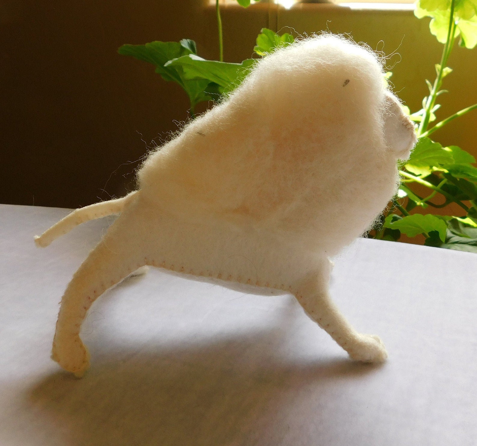 White Lion Wool Stuffed Animal Toy Ready to play Etsy