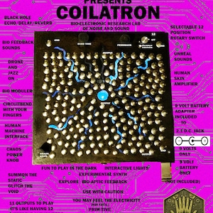 COILATRON, un potente sintetizzatore di rumori e suoni. Amplificatore di rumore umano. 11 uscite selezionabili.