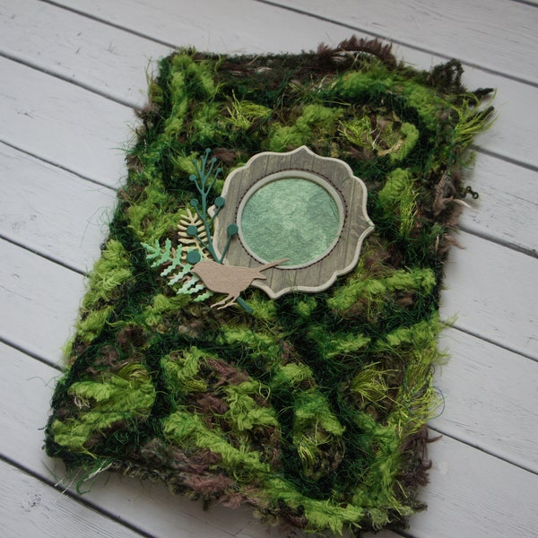Handmade blank cover junk journal forest themed botanical  wool art cover nature travels notebook
