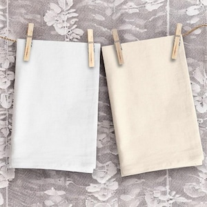 Set of 4 Blank Flour Sack Towels Natural or White (20"x20", 100% cotton) Tea Towel, Kitchen Towel, Vintage Towel, Ready for your decoration.
