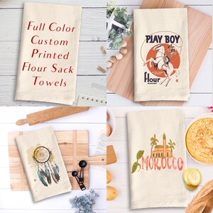 Custom Printed Natural Flour Sack Tea Towels - Your Art or Text, 30 x 30 Personalized Kitchen Towel image 3