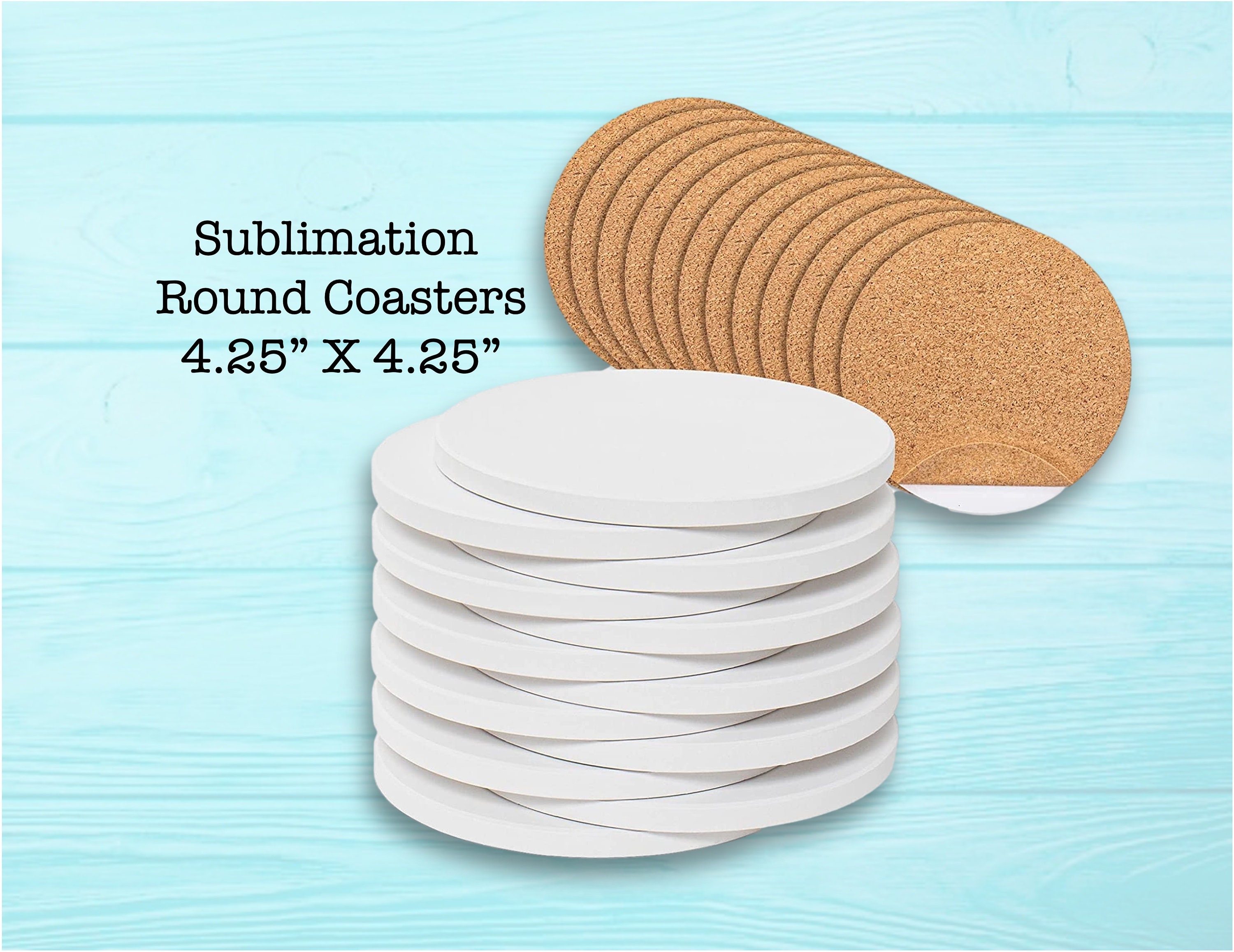 Ceramic Sublimation Coasters Blanks Bulk and Ornaments, Includes Square and  Round Glazed Coaster and Round Sublimation Ornament with Gold String for