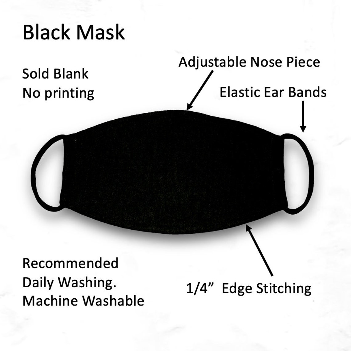 Blank Face Masks BLACK 100 Cotton Heavy Jersey Interlock Etsy