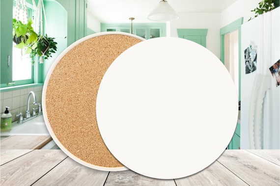 100 Blank Round Absorbent Stone Coasters, Cork Backing 4.25" Diameter. Personalize with Vinyl, UV Printing, DTG Printing, Markers & Paint.