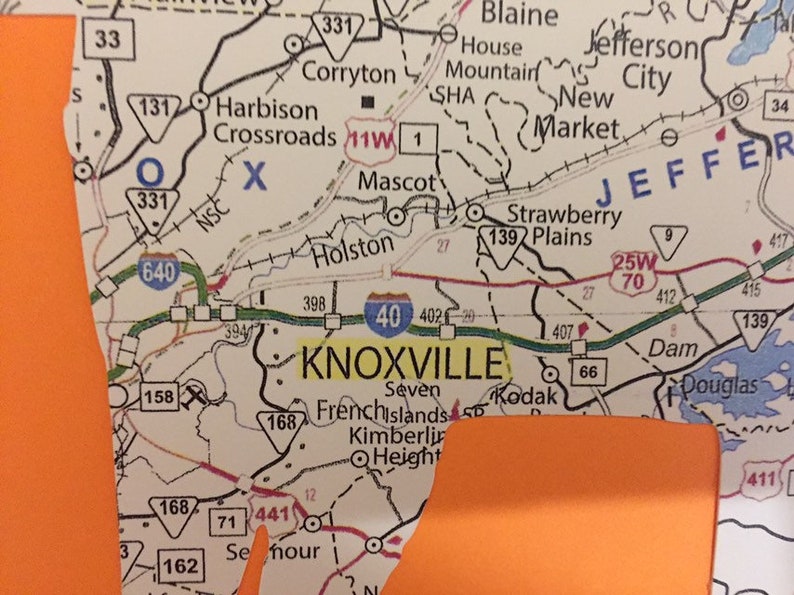 University of Tennessee Mascot Map Etsy
