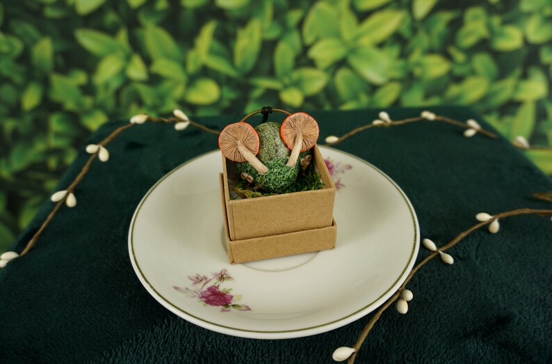 Polymer Clay Mushroom Pendant Crystal Jewelry Nature Inspired Jewelry Polymer Clay Pendant Serpentine Stone Crystal Pendants