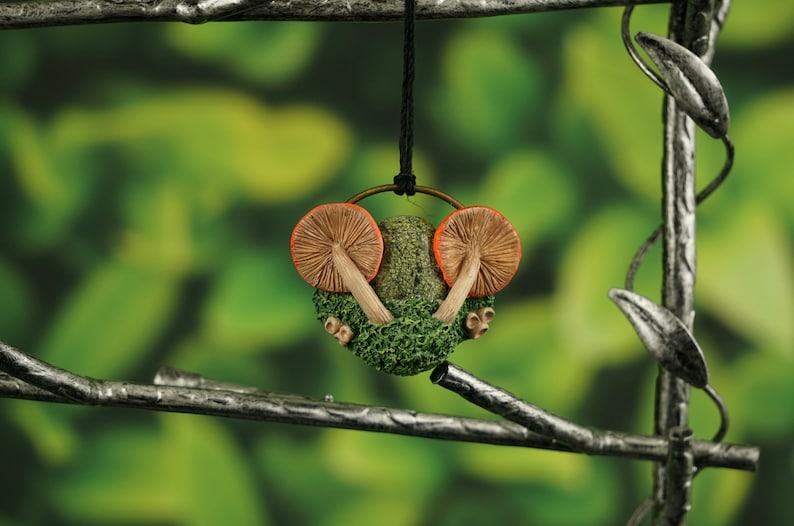 Polymer Clay Mushroom Pendant Crystal Jewelry Nature Inspired Jewelry Polymer Clay Pendant Serpentine Stone Crystal Pendants